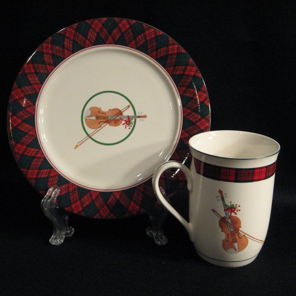 ARITA TARTAN PLATE WITH MATCHING MUG - VIOLIN